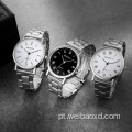Relógios de quartzo de aço inoxidável casual masculino